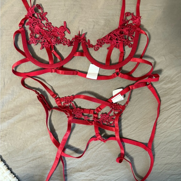 Elegant Red Lace Lingerie Set - Picture 1 of 2
